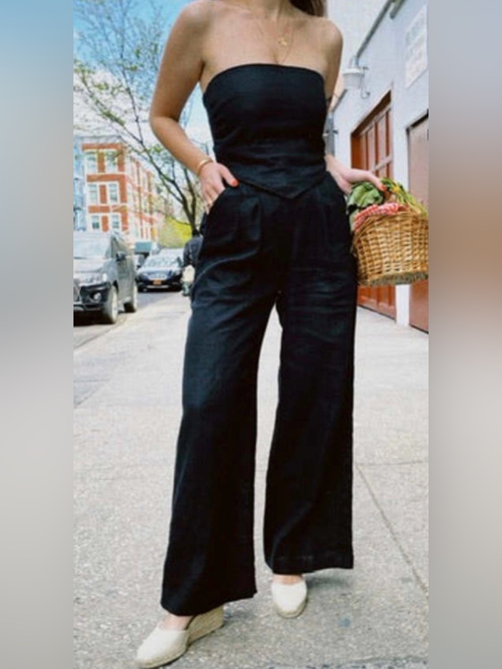 FAITHFULL THE BRAND Circa pant wide leg linen black pants size medium